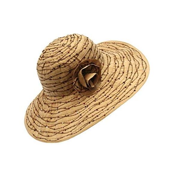 Floppy Hat With Sequins And Flower Hat Band - Picture 5 of 8